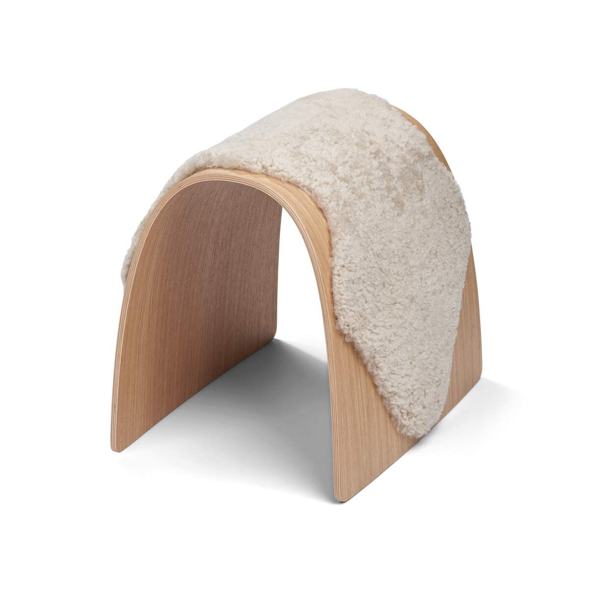 Sheep Stool Cover | Short Wool Pearl