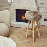 Long Wool Stool Cover | Ø35xH17 cm Black