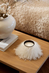 Scented Candle with Sheepskin Cover White