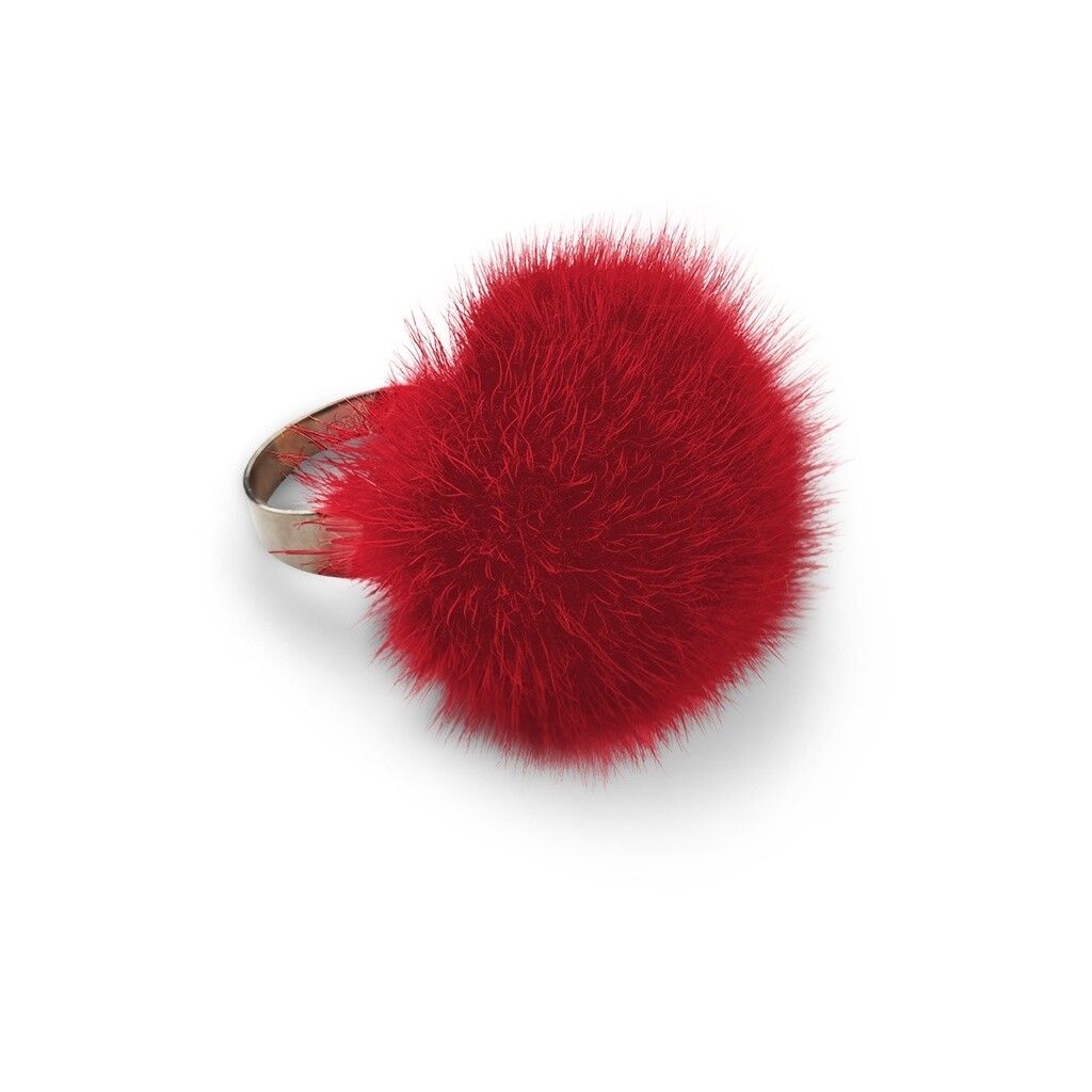 Ring Pom Pom Orange Red