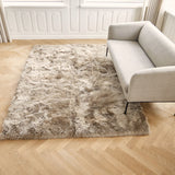 Long Wool Sheepskin Design Rug Black