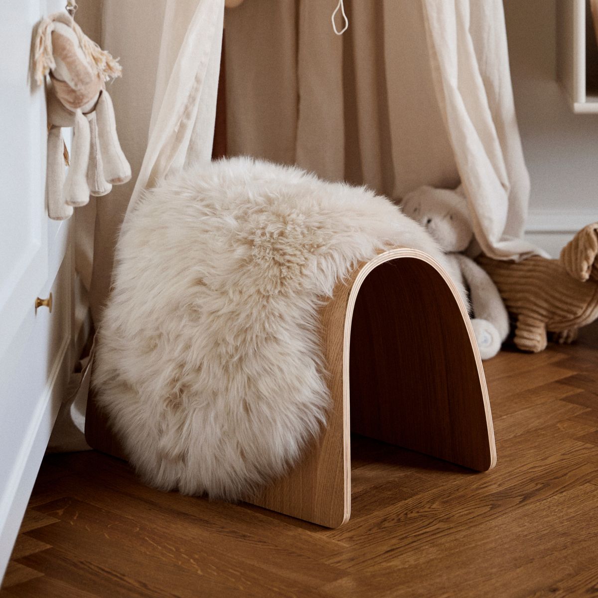 Sheep Stool Cover | Long Wool Black
