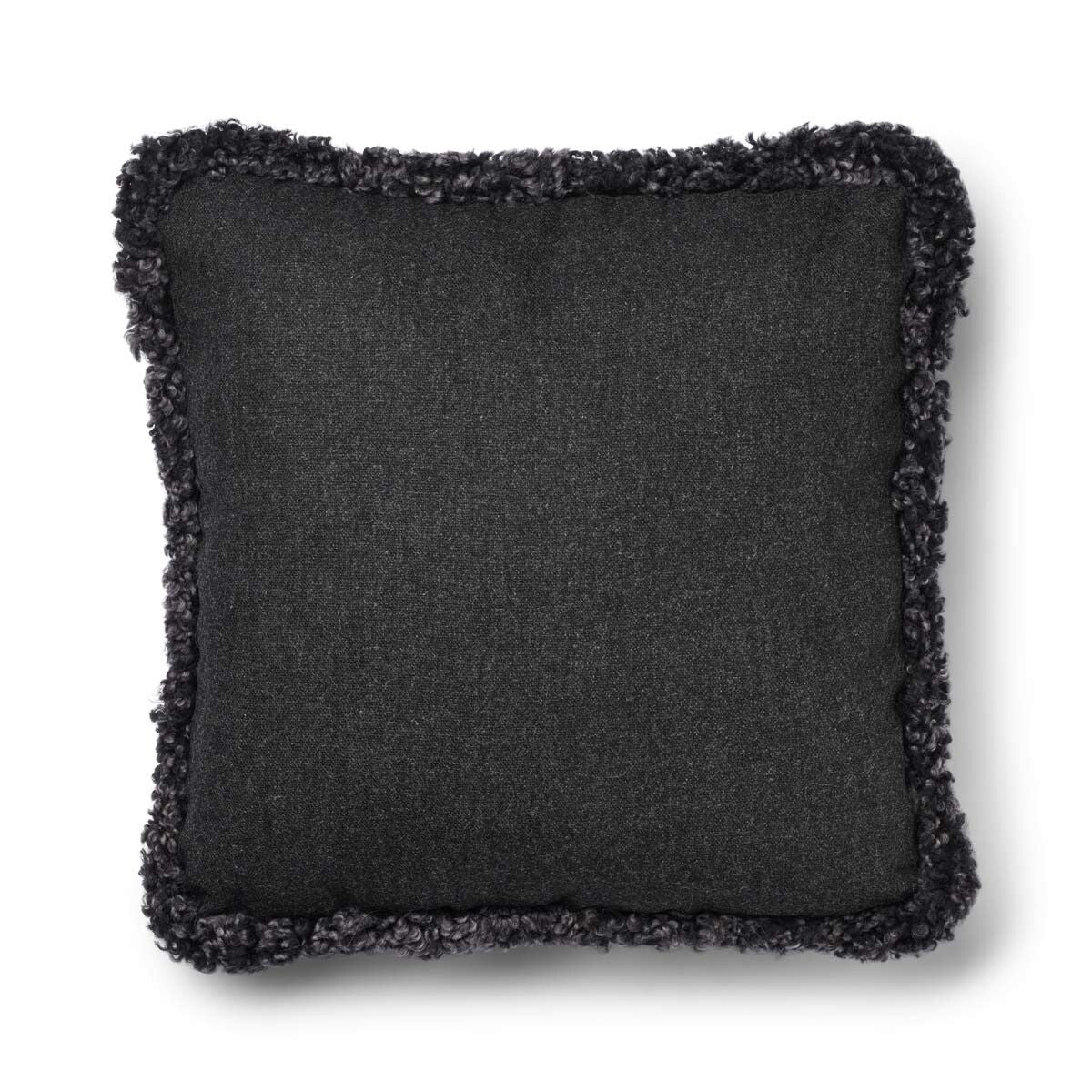 Short-Wool Sheepskin Cushion | SW trim | 52x52 cm | 34x52 cm Charcoal/Anthracite