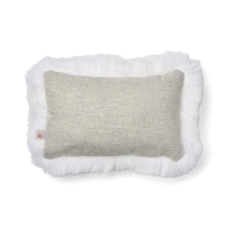 Long Wool Sheepskin Cushion | 52x52 cm | 34x52 cm Silver/Ivory