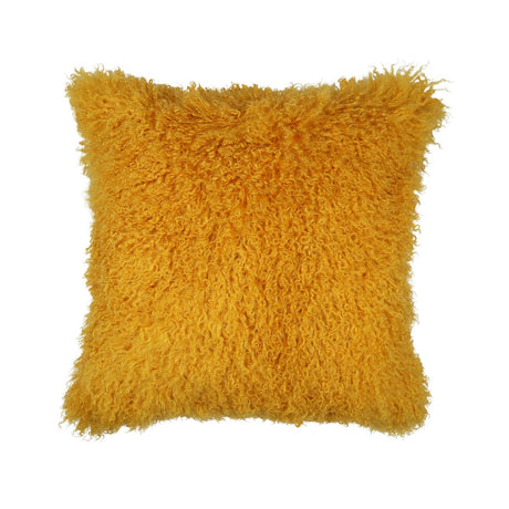 Sheepskin Cushion | Mongolian | 50x50 cm Mustard Yellow