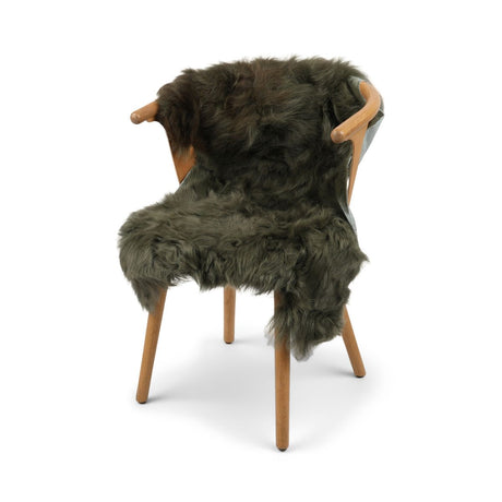 Tibetan Sheepskin | Straight Wool | Green/Brown | 100x60 cm