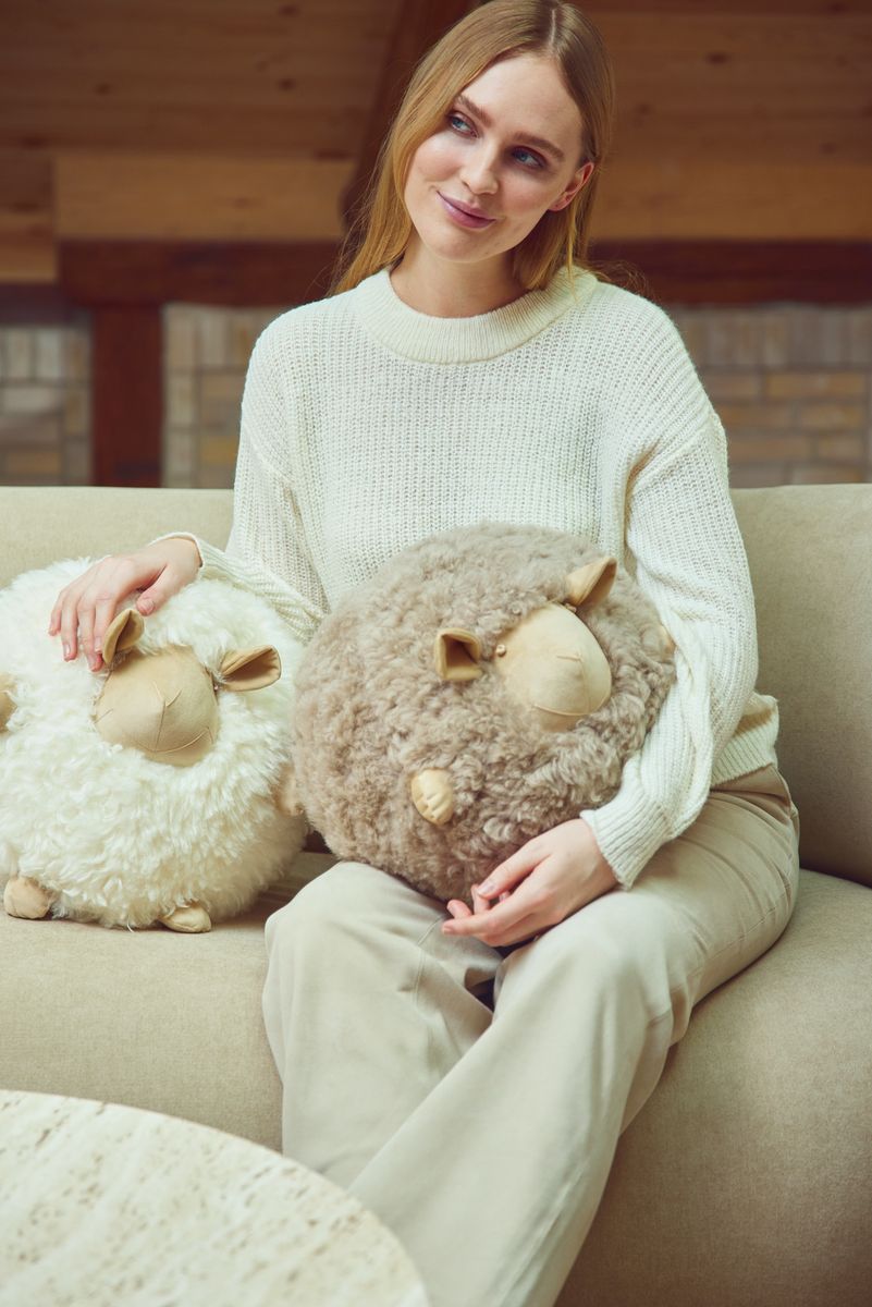 Cute Sheep Cushion Ø20 cm | Ø26 cm | Ø34 cm Beige/White