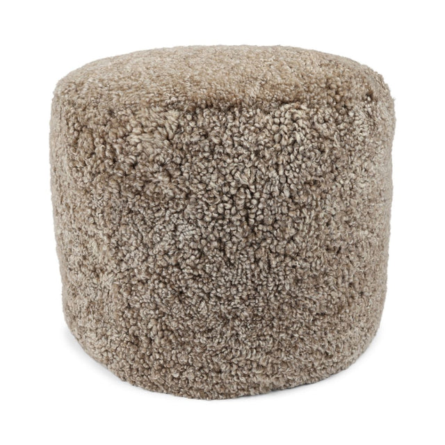 Short Wool Curly Sheepskin Pouf