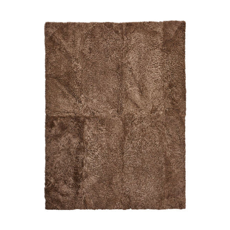 Short Wool Curly Sheepskin Design Rug Taupe