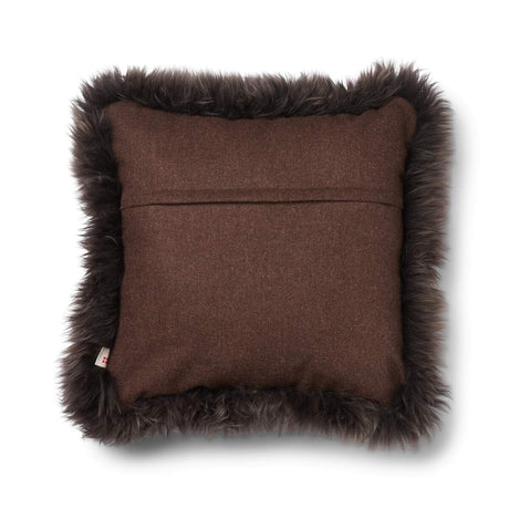 Wool Cushion | Long Wool trim  | 52x52 cm |34x52 cm Brown/Walnut