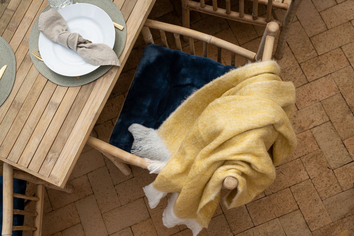 Throw of Mohair Wool | 130x170 cm Mustard
