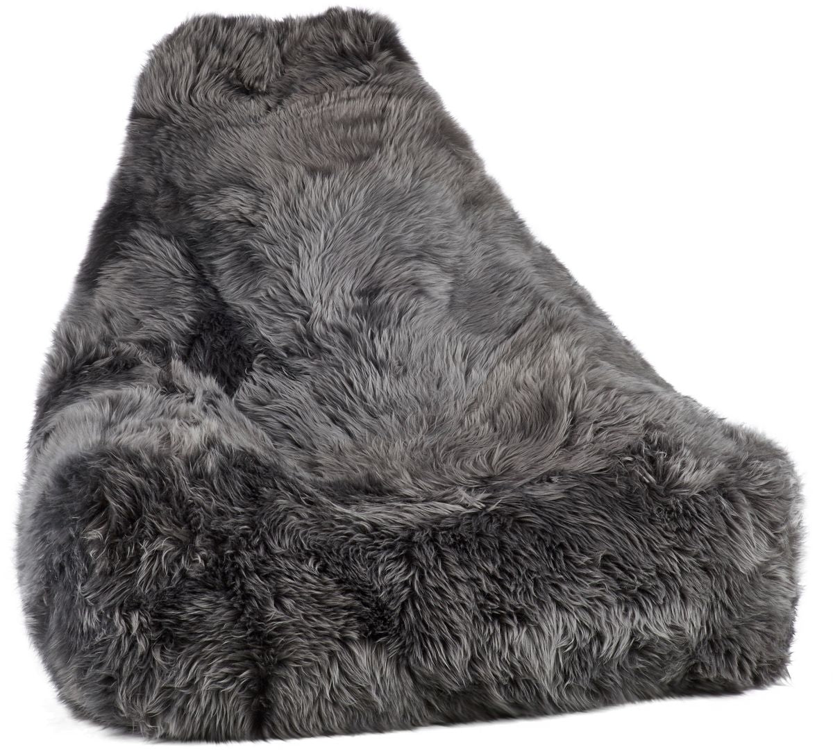 Sheepskin Bean Bag Chair | Long Wool | 100x100x80 cm Steel
