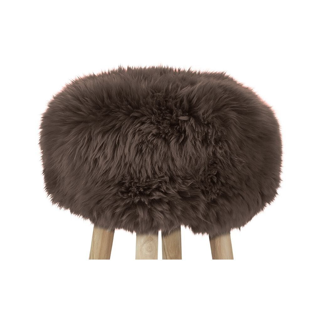 Theo Stool + Cover | Oak Legs | New Zealand Sheepskin Walnut