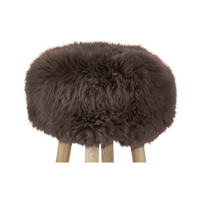 Theo Bar Stool + Cover | Oak Legs | New Zealand Sheepskin Walnut