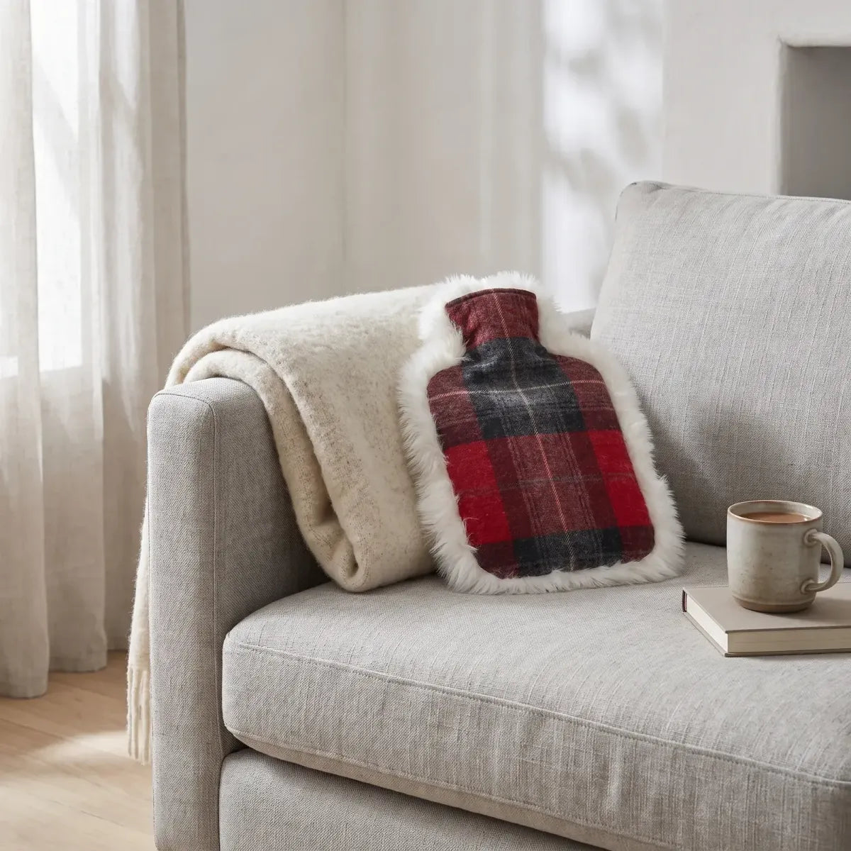 Hot Water Bottle | Sheepskin and Wool | 37x27 cm Lindsay Tartan/Ivory