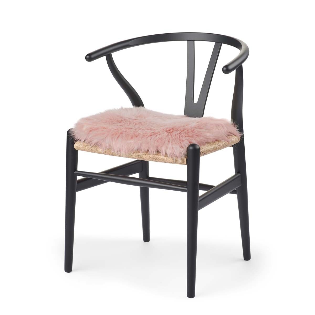 Long Wool Sheepskin Seat Cover | With Filling | 37x37 cm Rosa