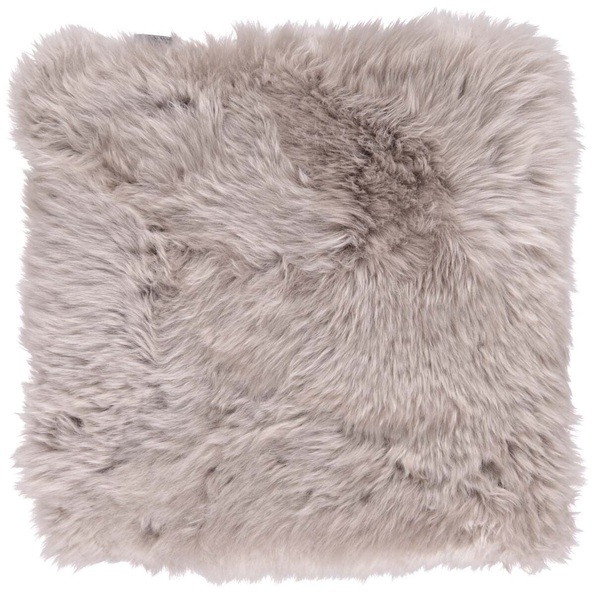 Long Wool Sheepskin Seat Cover | With Filling | 37x37 cm Dove