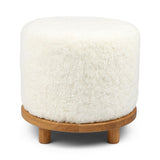 Simon Stool | Short Wool | D46xH42 cm Ivory