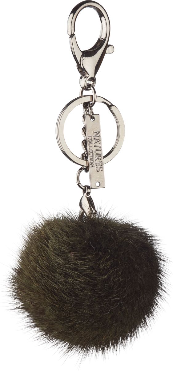 Pom Pom Keyring Black Metal Khaki