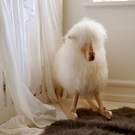 Rocking Sheep Short Wool | L85xW25xH60 cm | Large Ivory