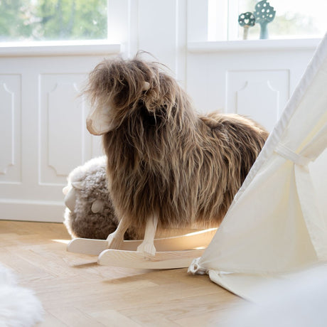 Rocking Sheep Short Wool | L85xW25xH60 cm | Large Ivory