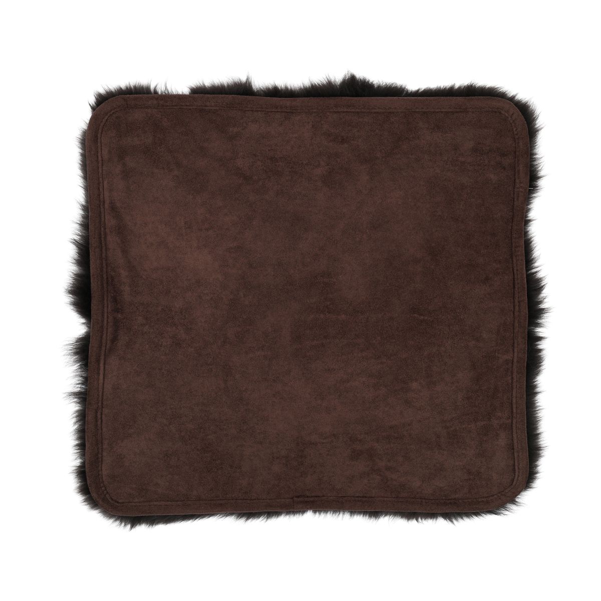 Seat Cover | With Backing | Long Wool | New Zealand | 40x40 cm Chocolate