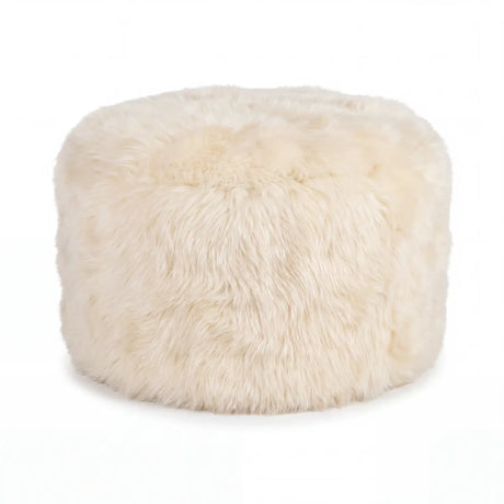 Skandi Footrest | Long Wool Sheepskin | New Zealand  Linen