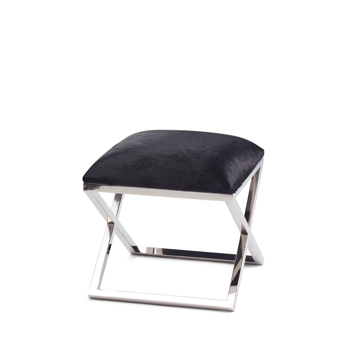 Stool Of Cow Hide | 45x45x45 cm Solid Black