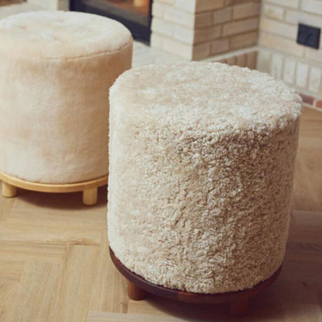 Simon Stool | Short Wool | D46xH52 cm Anthracite