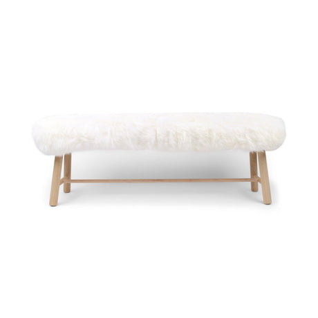 Theodor Bench | New Zealand Long Wool Sheepskin | 140x35x45 cm Ivory