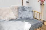 Long-Wool Sheepskin Cushion | 35x35 cm Linen