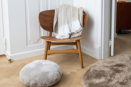 Long Wool Sheepskin Design Rug | D180 cm | D250 cm Taupe