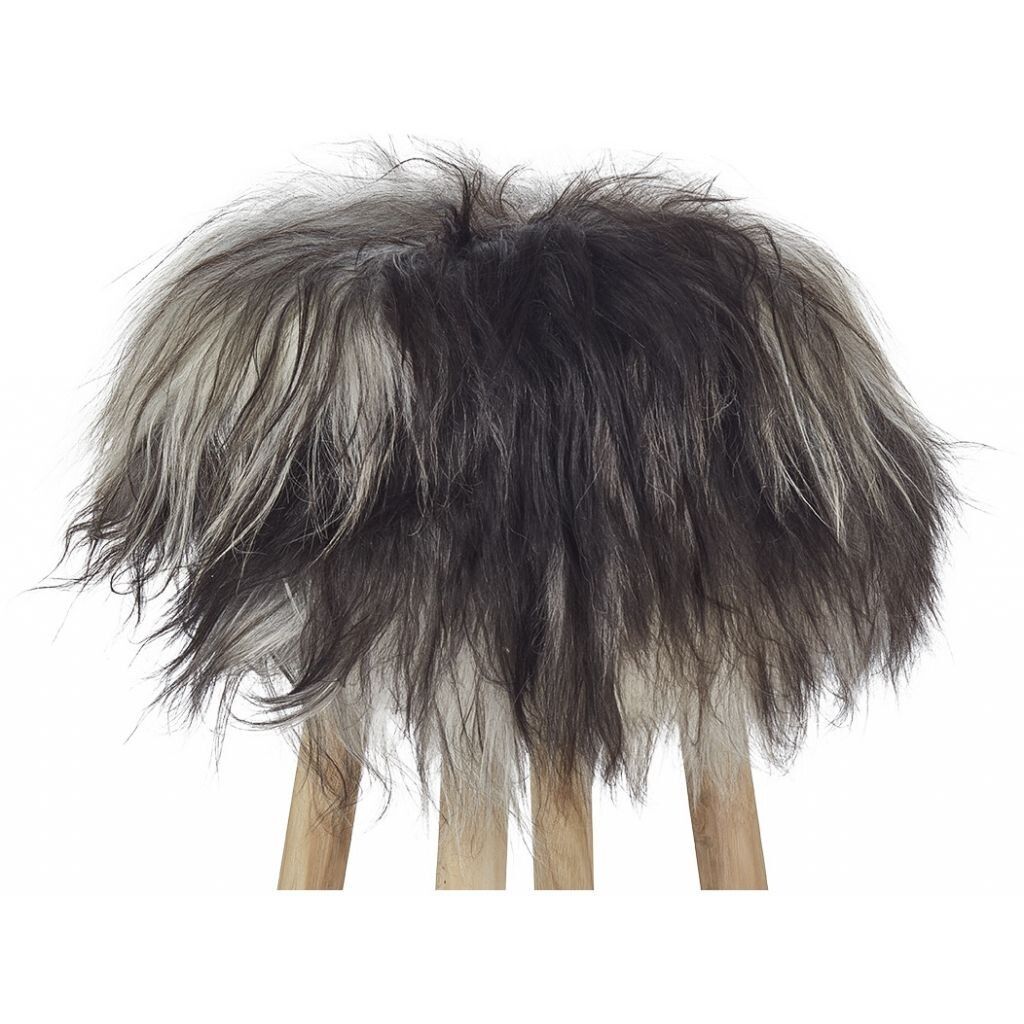 Icelandic Sheepskin Stool Cover	| | Ø35xH17 cm Natural Grey