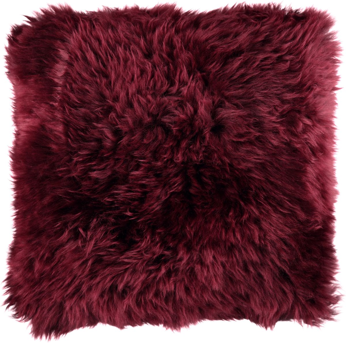 Long-Wool Sheepskin Cushion | 50x50 cm Burgundy