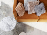 Snow Collection Curly Cushion | Mongolian Sheepskin  Cloud Grey/Snow Top