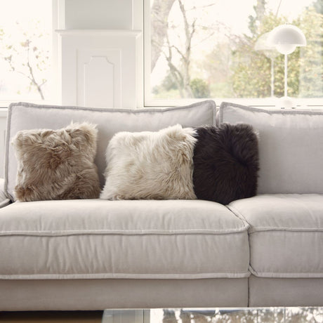 Long-Wool Sheepskin Cushion | 35x35 cm Black