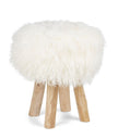 Theo Stool + Cover | Oak Legs | Mongolian Sheepskin