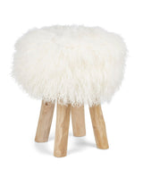 Theo Stool + Cover | Oak Legs | Mongolian Sheepskin