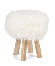 Theo Stool + Cover | Oak Legs | Mongolian Sheepskin