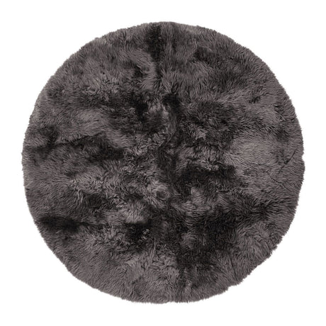 Long Wool Sheepskin Design Rug | ø180 cm Steel