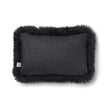 Long Wool Sheepskin Cushion | 34x52 cm Charcoal/Black
