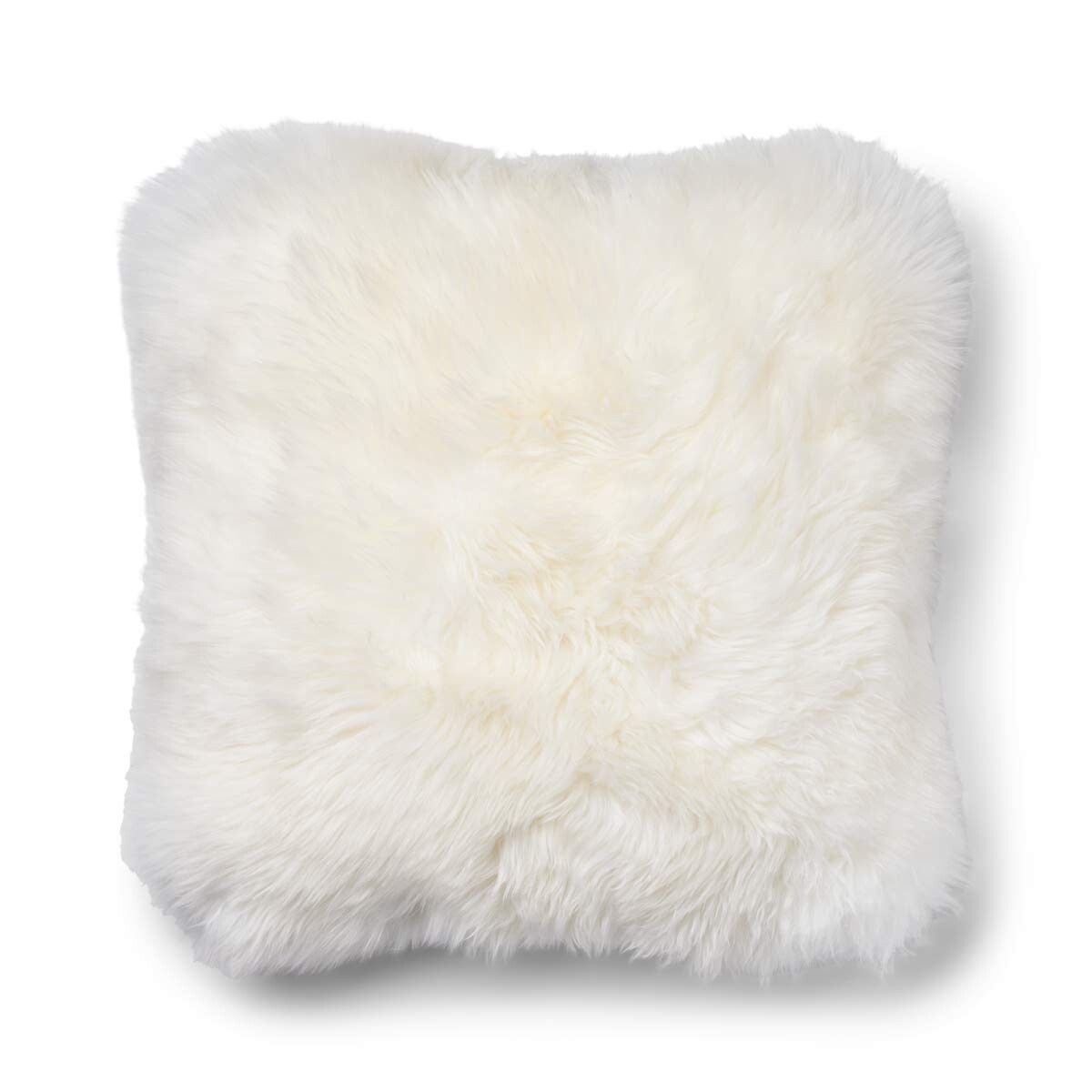 Long Wool Sheepskin Cushion | 52x52 cm | 34x52 cm Silver/Ivory