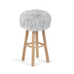 Theo Bar Stool + Cover | Oak Legs | Tibet Sheepskin Light Grey