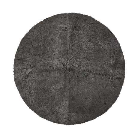 Short Wool Curly Sheepskin Design Rug | ø140 cm Graphite