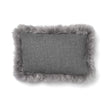 Wool Cushion | Long Wool trim  | 52x52 cm |34x52 cm Stone/Light Grey