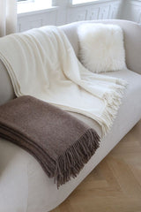 Long-Wool Sheepskin Cushion | 35x35 cm Ivory