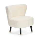 Emil Lounge Chair | Brass | Short Wool Ivory