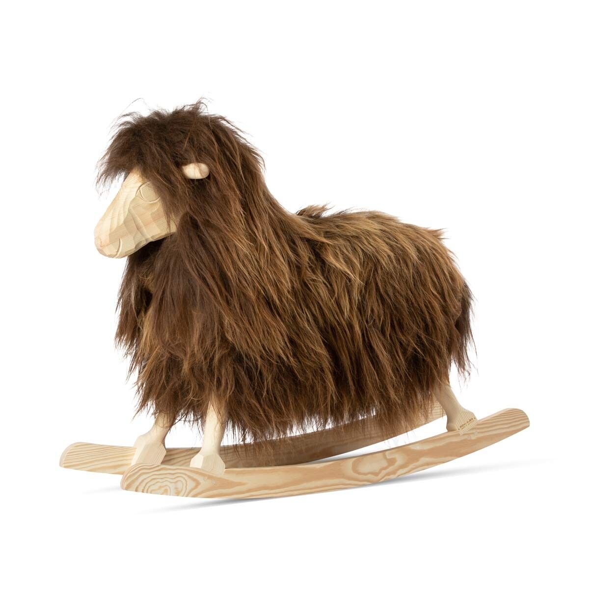 Rocking Sheep | Icelandic Long Wool | L85xW25xH60 cm | Large Rusty Brown
