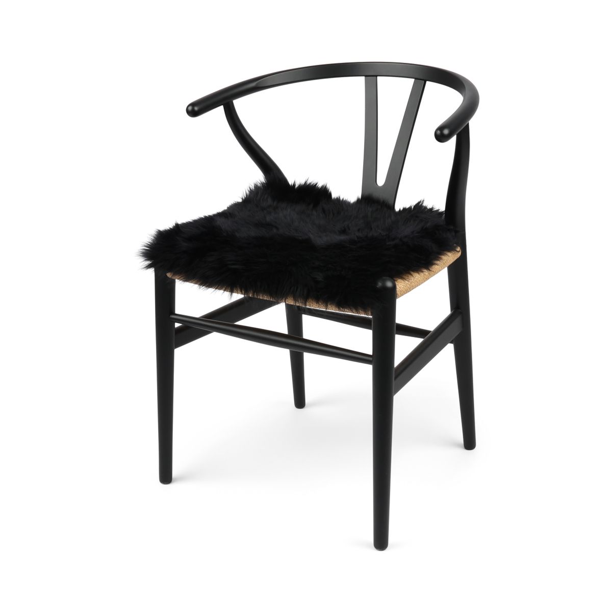 Long Wool Seat Cover | New Zealand | 40x40 cm Black