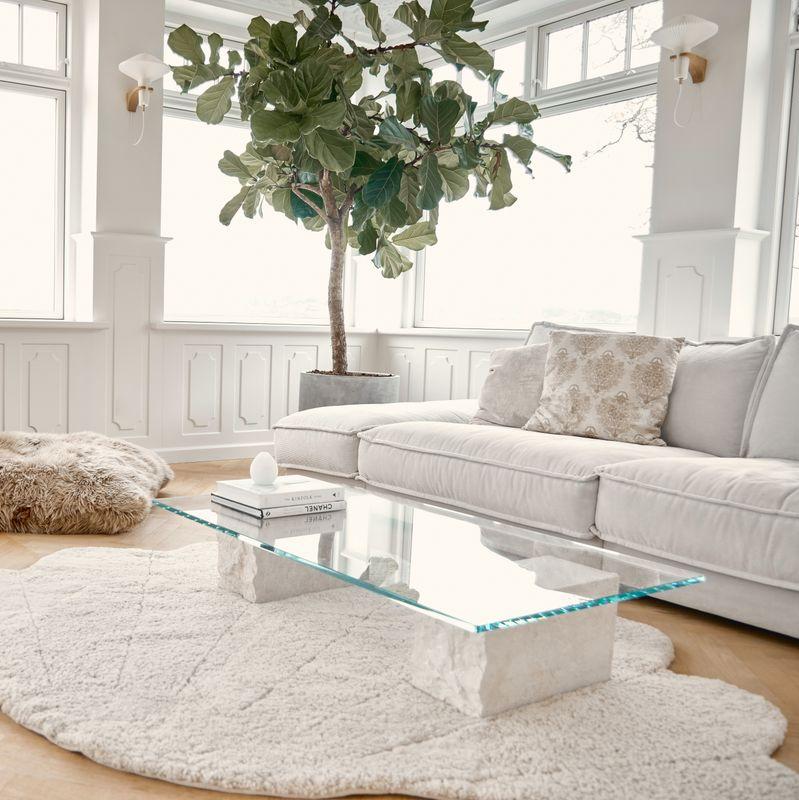 Short Wool Curly Sheepskin Shell Design Rug | 210x150 cm